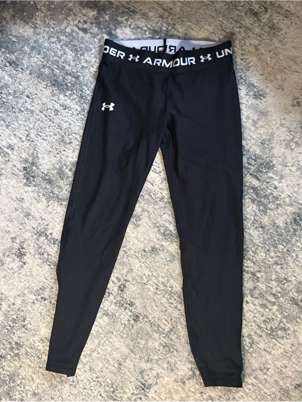 Under Armour Black Leggings with White Logo Waistband